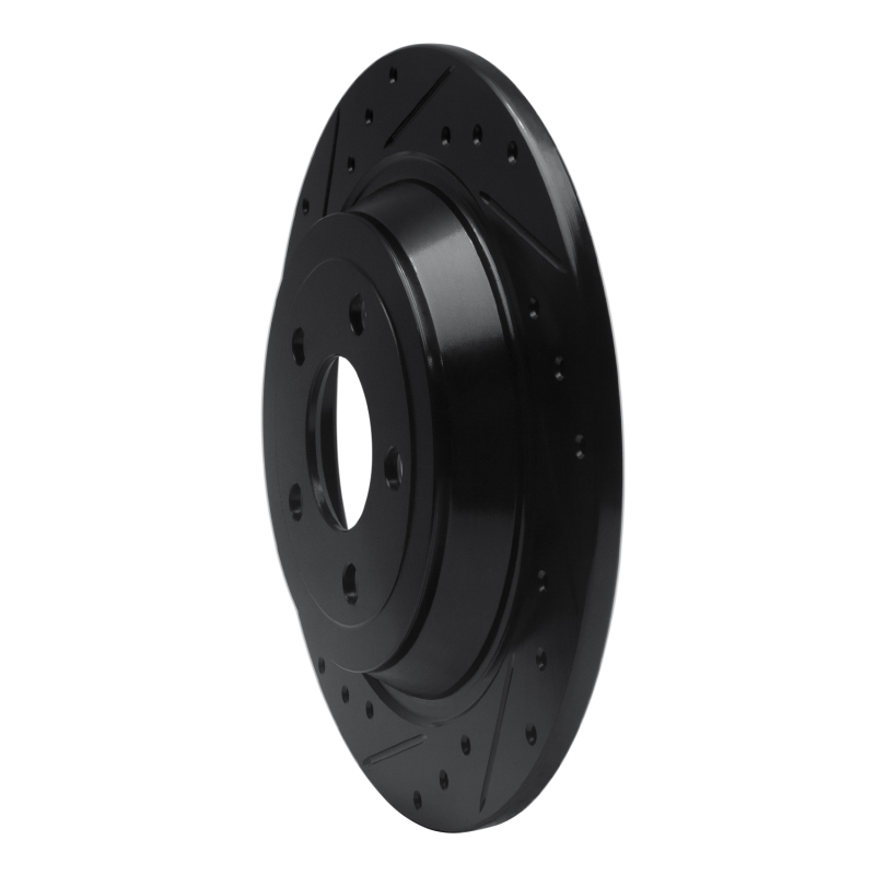 Ford Mustang Brake Rotor (1) - Rear Left - R1 Concepts - Drilled & Slotted - Black - `15-`23